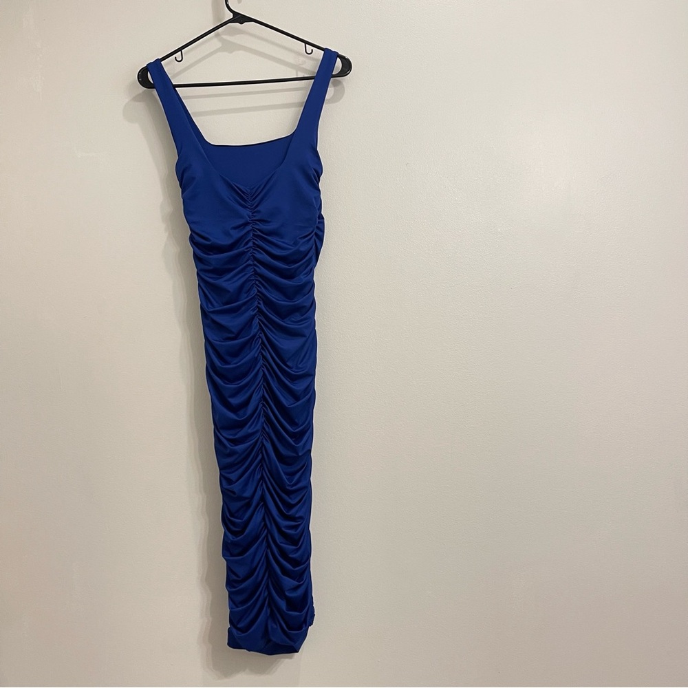 Amazon Royal Blue Gathered Midi Dress
